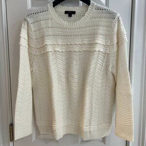 J.Crew Crew Neck Scalloped Pointelle Sweater - Size Large